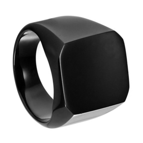 Fyrkantig ring för män, svart legering, hög hårdhet, slät yta, enfärgad ring för företag