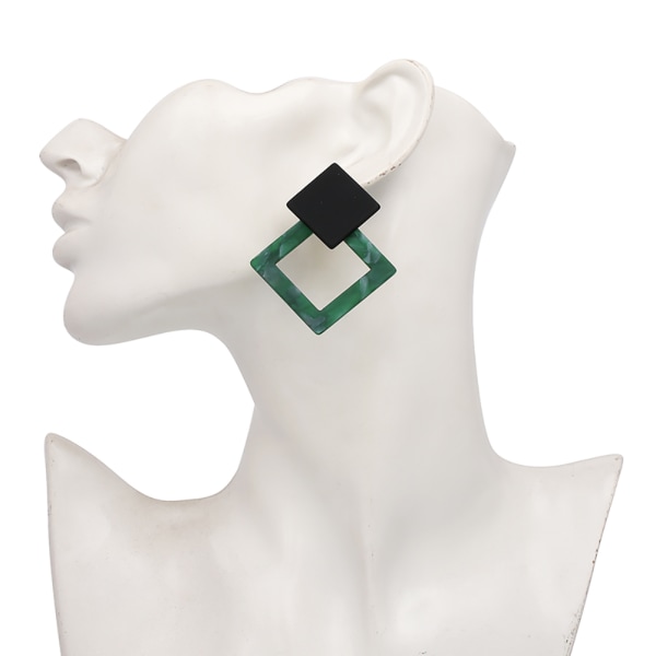 Personliggjorte Dame Diamantformede Øreringe Elegante Øreringe Smykkedekoration (grøn)