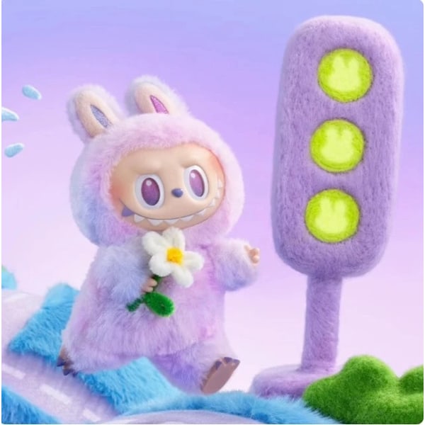 Pop Mart Labubu The Monsters – Spännande Macaron Plysch Nyckelring Serie (1 Blind Box, 3.0) Three generations hope