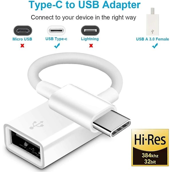 2-pakning USB C til USB 2.0-adapter Type-c Otg-kabel Type C Hann til USB A Hunn-adapter