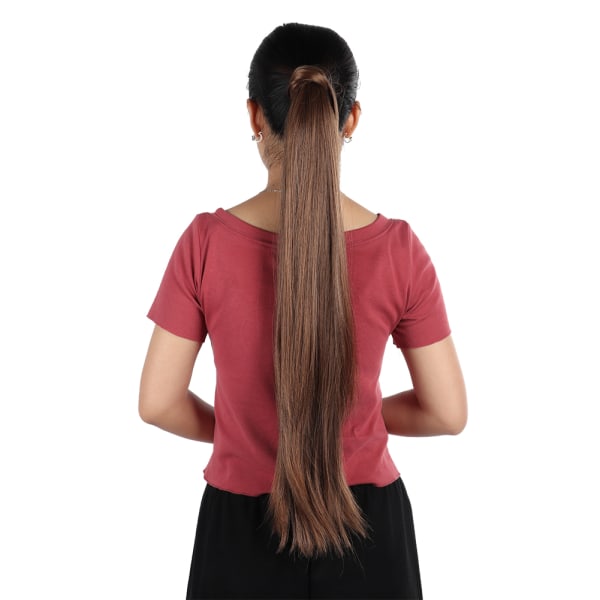 Kvinner vikle rundt hårforlengelse hestehale Lang rett klips i hestehale falskt hårstykke