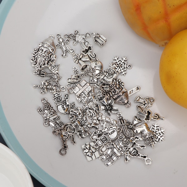 40 stk antikk sølv DIY julestil armbånd anheng smykker gjør tilbehør