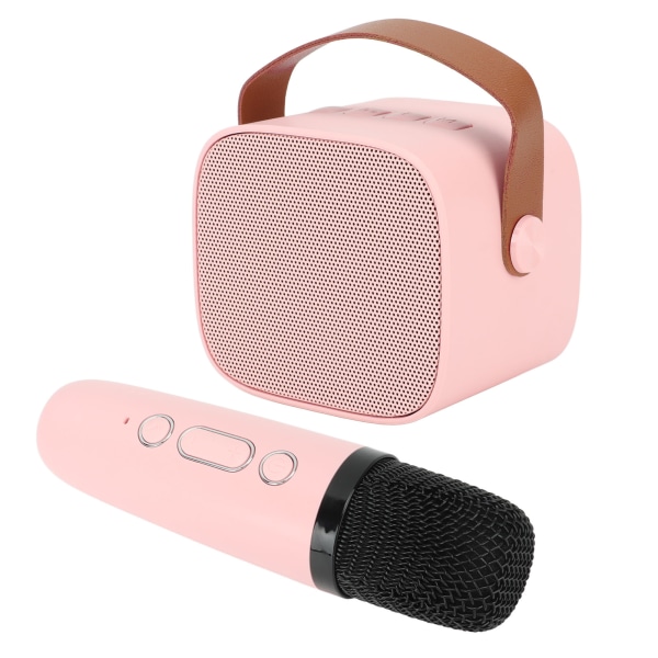 Mini karaokemaskine med trådløs mikrofon bærbar Bluetooth-højttaler til børn, voksne Pink