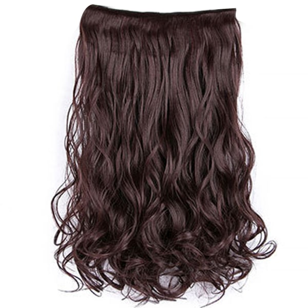 23,6 tommer hårforlengelse Wave Curly Matte Synthetic 6 Clips Hairpiece Extension for kvinner mørkebrun