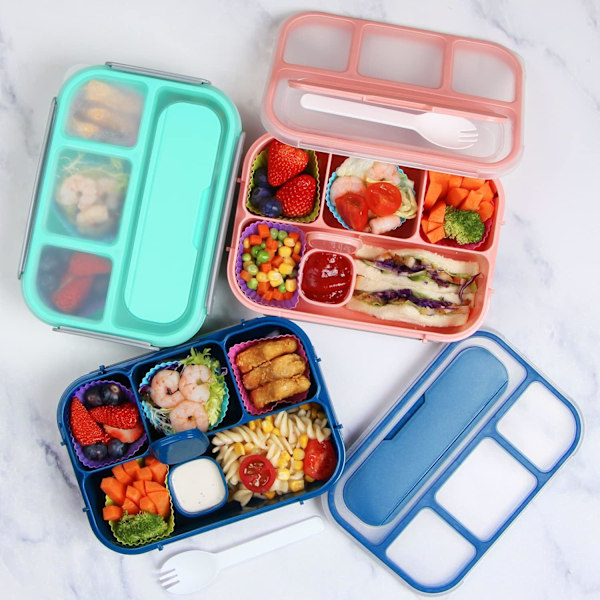 1 st Lunchlåda för Vuxna, Lunchlåda för Barn, Lunchlådor för Vuxna/Barn/Studenter, 1300ML-4 Fack Bento L
