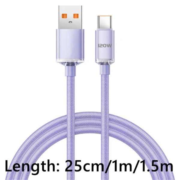 Typ C Laddkabel Laddkabel till mobiltelefon LILA 1 Lila 1 meter-1 meter Purple 1 meter-1 meter