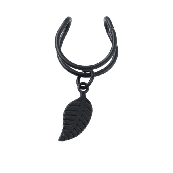 Enkle kvinners legeringsøreringer Bladanheng Stilig øretilbehør (svart)