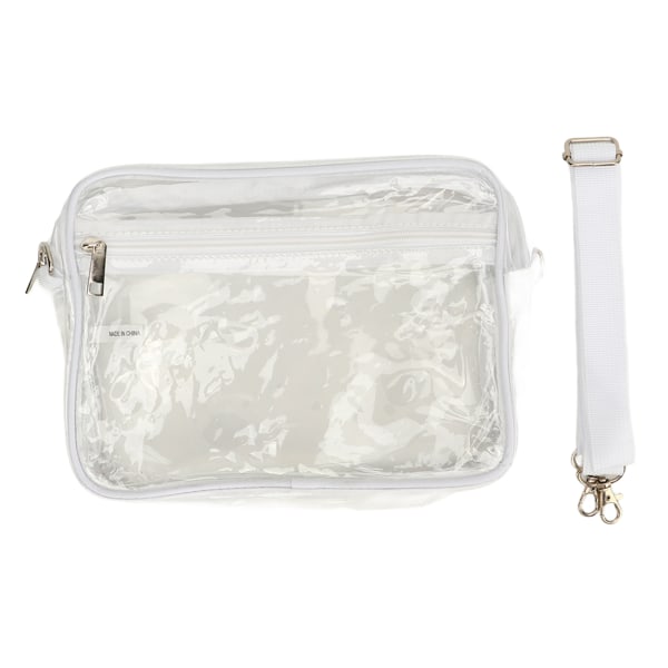 Messenger Bag Klar skulderpose PVC vanntett glidelås Justerbar stropp Stor kapasitet Messenger Veske for reise Hvit