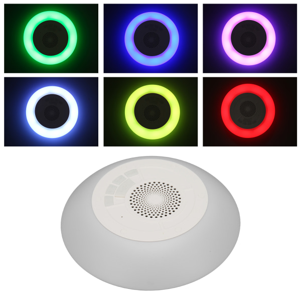 Bærbar bassenghøyttaler innebygd mikrofon Stereo IPX7 vanntett flytende Bluetooth boblebad-høyttaler med fargerike RGB-lys