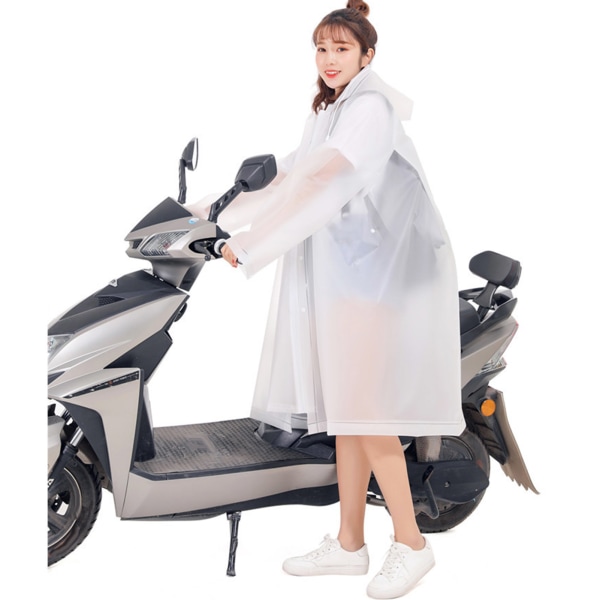 Regnponcho for voksne EVA pustende regnjakke med hette for utendørs sykkel for menn kvinner Hvit XL