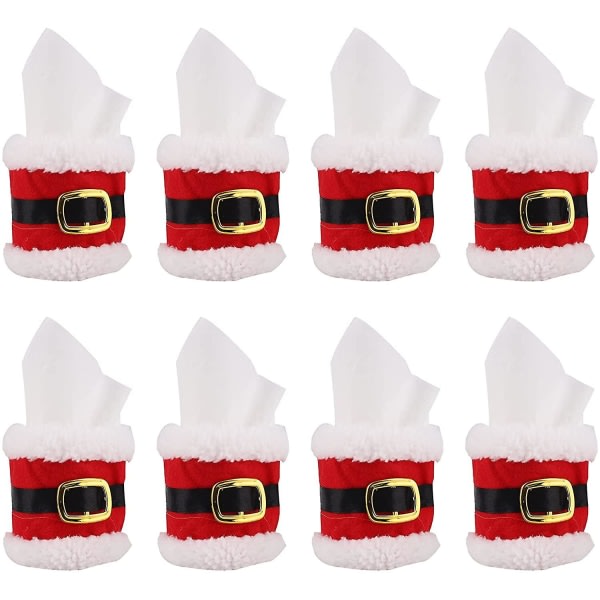 Jul servettringar 8 st, filt servetthållare Santa Bältesspänne Design