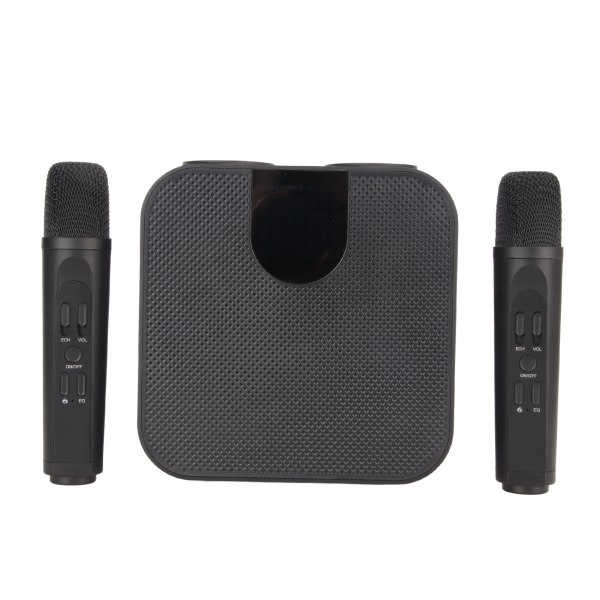 Karaokemaskine Bluetooth 5.0 understøtter USB-hukommelseskort AUX bærbar højttaler med 2 trådløse mikrofoner til fest