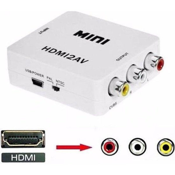 RCA til HDMI-adapter - AV til HDMI-konverter - Hvid