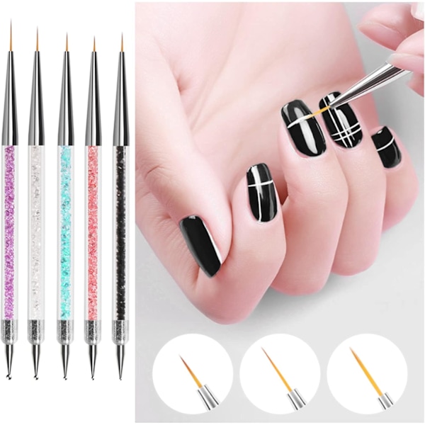 5 stk. Nail Art Pensler, Nail Dotting Værktøj, Nail Art Penne, Borrning Tegning Negle Pensel til Nail Art Værktøj