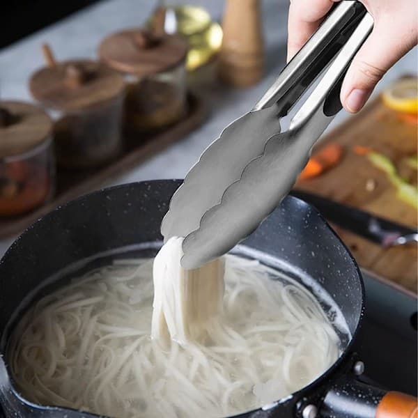 Lille serveringstang i rustfrit stål, 7 tommer, mini madtang, sæt med 3 (PA)