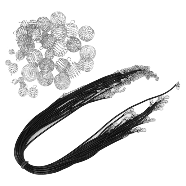 Moderigtigt legeret fjederbold hår dreadlocks perler PU kohud reb DIY halskæde tilbehør Sølv