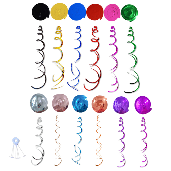 Hängande spiralgirland, 12-sett flerfärgade virveldekorationer, for födelsedag, bröllop, nyårsafton eller karneval
