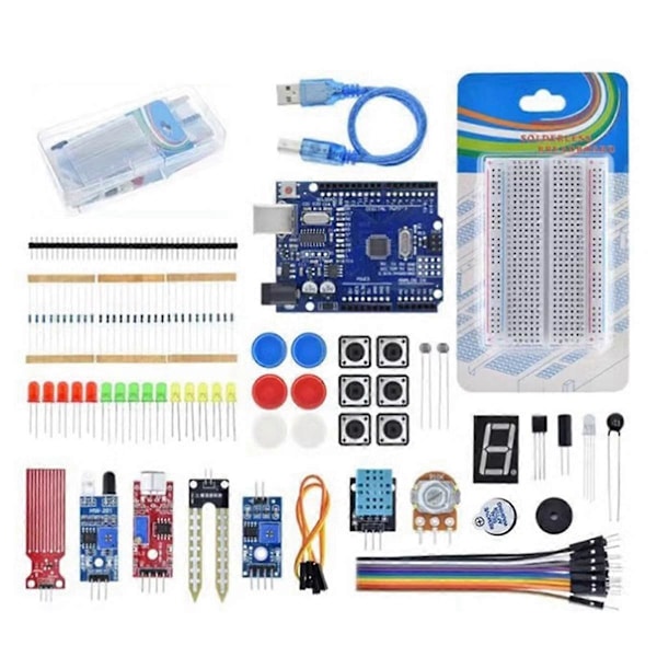 För R3 Utvecklingskort 400 Håls Kit Switch Kopplingsdäck Sensor Hinderundvikande Modul LED-lampor.pa