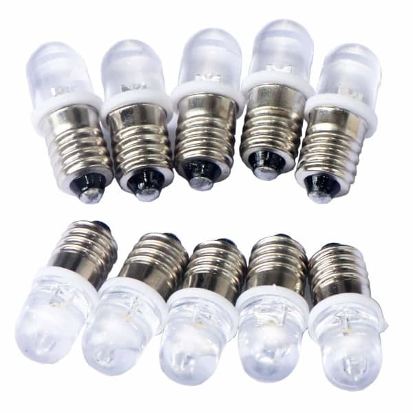 10 stk. E10 6V Spot LED-pærer Kold hvid, 6000K