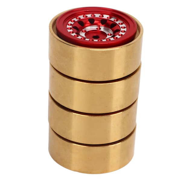 4 stk RC Beadlock Wheel Professionelt aluminiumslegering Messing RC hjulvægtblok til Watchman FMS FCX24 1/18 1/24 RC Car Red