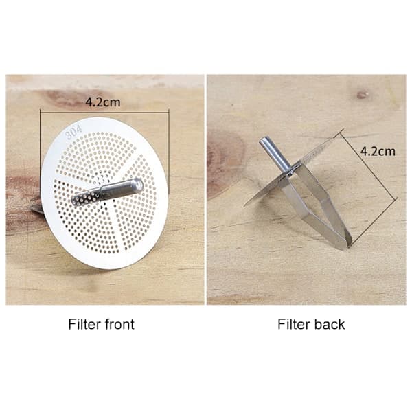 Rustfri stål tragt med filter, køkkenfilter, tragt til