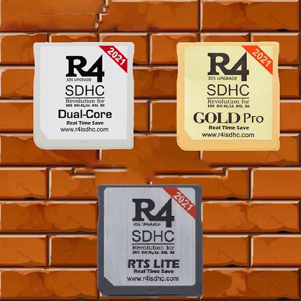 2021 R4 Gold Pro Sdhc for Ds/3ds/2ds/ Revolution Cartridge med USB-adapter Gold 1 stk