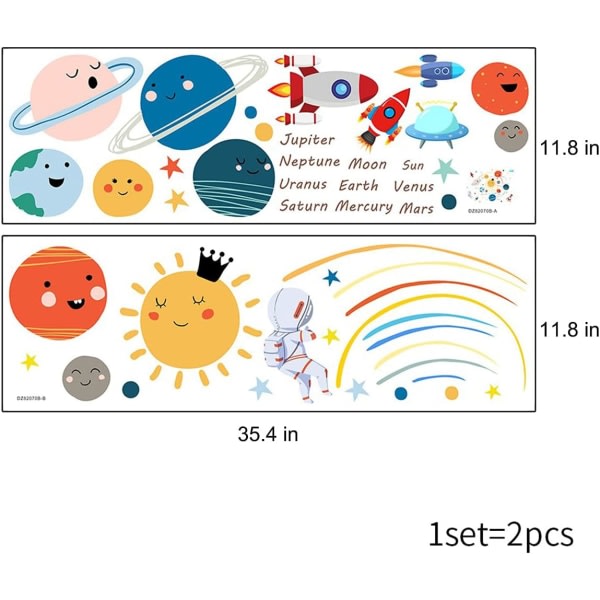 Space Planet -seinätarra lapsille, vauvoille ja lastenhuoneisiin Wal