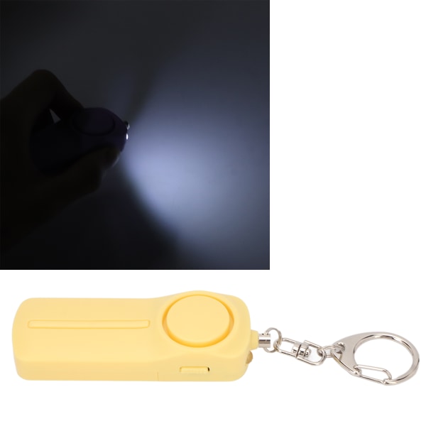 Nødalarm Militærklasse mini nøkkelring høy 130dB sikkerhetsalarm med LED-blits for kvinner, barn, eldre, gul