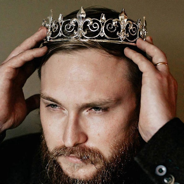 Royal King Krone til Mænd - Metal Prins Kroner og Tiaraer, Fuld Rund Fødselsdagsfesthatte, Medieval.pa