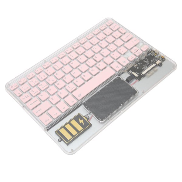 Trådløst Bluetooth-tastatur Multifunksjonelt akryltastatur for Windows for Android for IOS Rosa