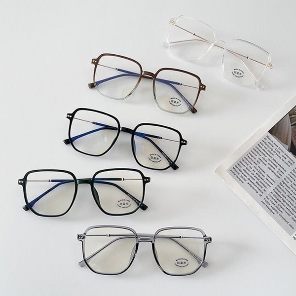 Anti-Blue Light Briller Overdimensjonerte Briller TRANSPARENT Gjennomsiktig Transparent