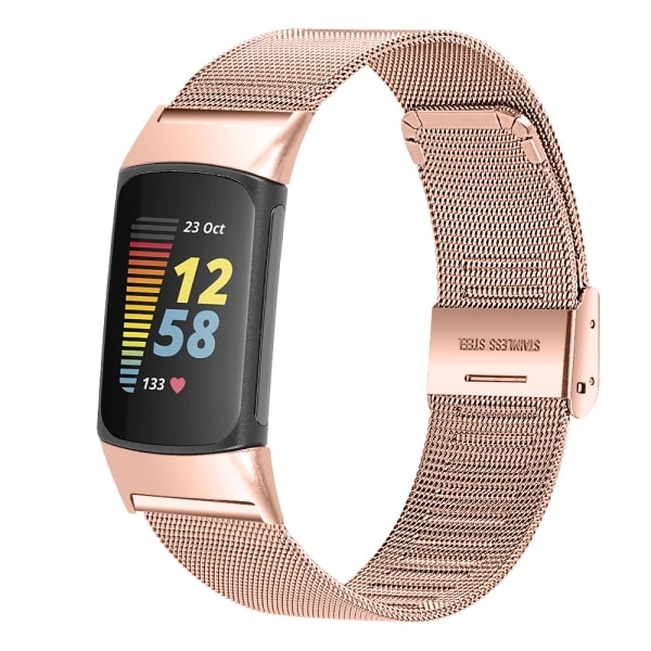 Fitbit Charge 5 armbånd rustfrit stål Rosaguld