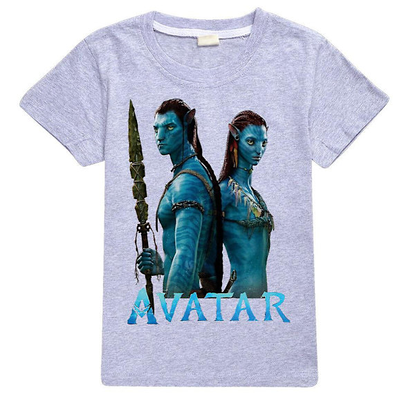 Avatar 2 The Way Of Water T-skjorte med korte ermer 100 % bomull for barn - Grå Grey 130CM 6-7Y