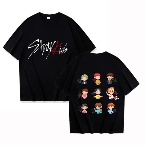 K-POP Stray Kids T-skjorte Herre Dame Trykt Høy Kvalitet Bomulls T-skjorte Kortarmet T-skjorte Oversized T-skjorter Topper Klær 1 S.pa