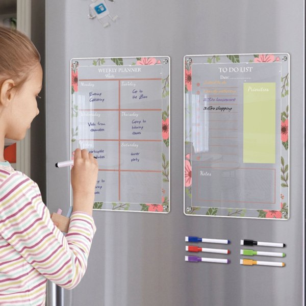 Akryl Magnetisk Veckoplanerare Kalender för Kylskåp Whiteboard - TYU053 Stor