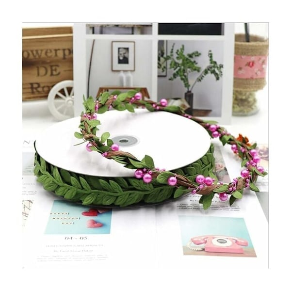 2 rullar konstgjorda vinrankor band blad, gröna blad band falsk murgröna blad girlang för DIY bröllop väggdekoration (40 m)
