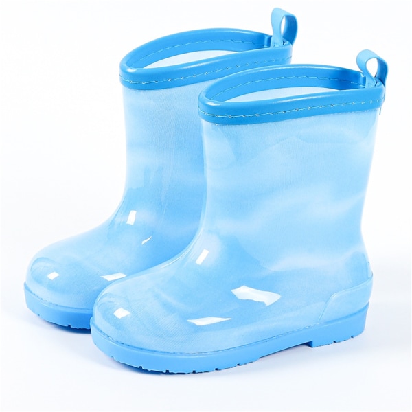 1 par børne regnstøvler Four Seasons Universal børne regnbue bue skridsikker vandtætte åndbare regn støvler blå 160 mm (indvendig længde 155 mm)