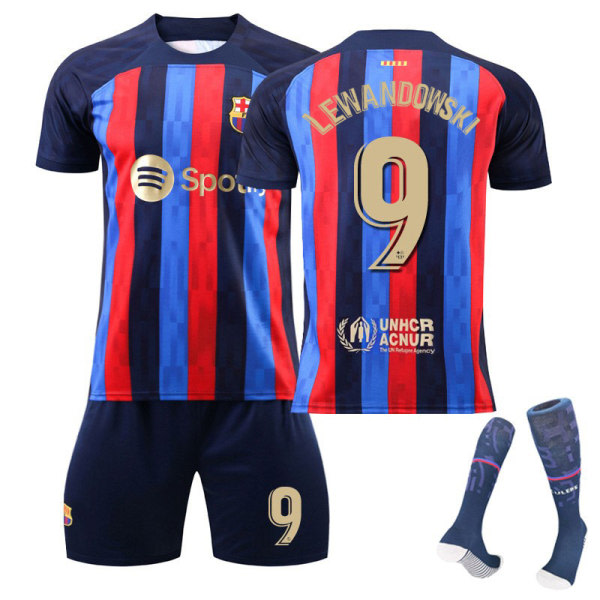 Barcelona hjemmefodboldtrøje til børn nr. 9 Lewandowski 12-13år 12-13years