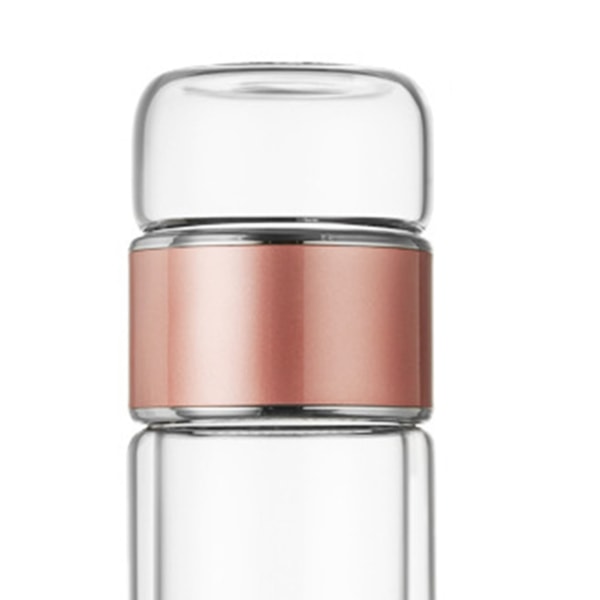 Te-infuserflaske 420 ml dobbeltlags rustfritt stål Lekkasjesikker glassvannflaske for kontorreiser Hjem
