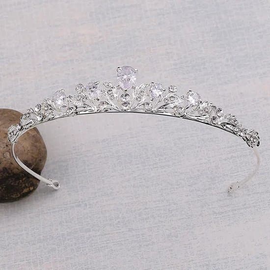 Brudetiara Sølv med Bergkrystaller, Lett Hårkrone til Bryllup Ball Gallafotografering, Elegant Hodeplagg for Brud