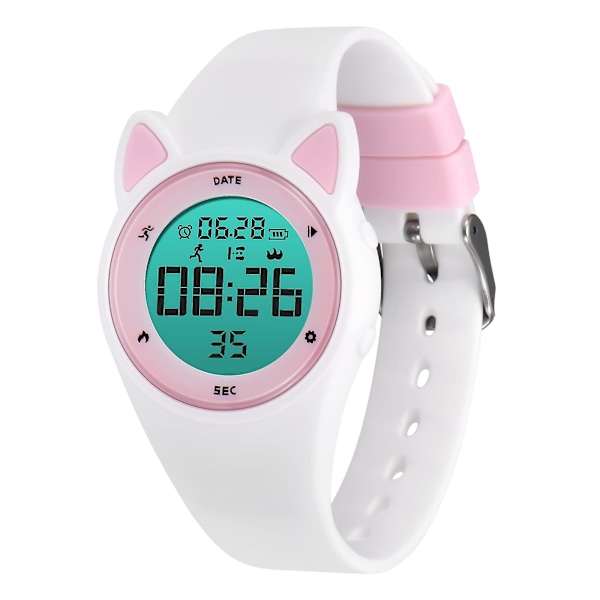 Børne Digitalt Ur Børn Vandafvisende Sportsure Fitness Tracker Med Skridttæller White