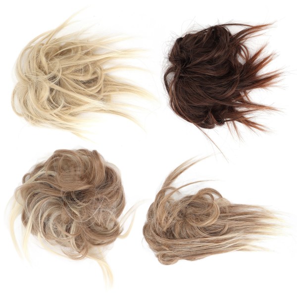 4 st Snyggt updo stökigt hårbulle Flerfärgad syntetisk hästsvansfrisyr för kvinnor, flickor