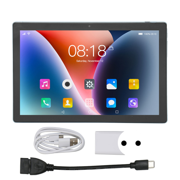 10,1 tuuman tabletti Androidille 10,1 tabletti, jossa 6 Gt RAM-muistia 128 Gt ROM 5G WIFI peleihin katseluun ja lukemiseen EU Plug Blue