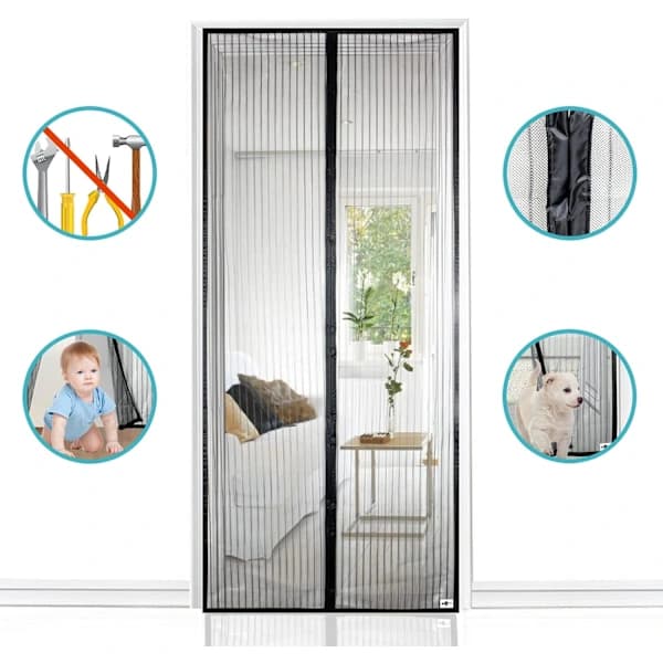 Magnetisk skärmdörr, myggnät flugridå