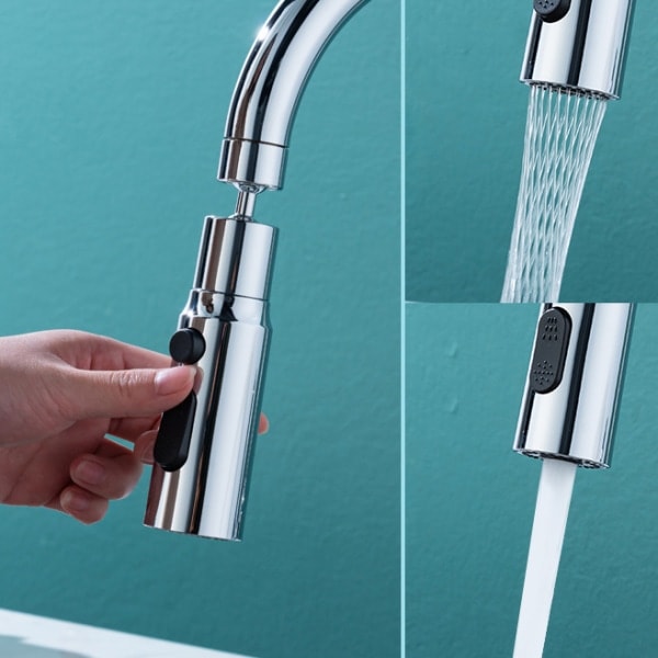 Sprayhuvud för köksblandare 3 lägen 720° vridbar krandusch Silver