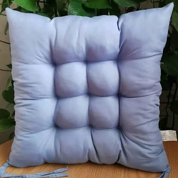 4 stk myke stolputer, stolputer med bånd, stolputer spisestue for hage uteplass kjøkken spisestue (40x40cm) Gray blue