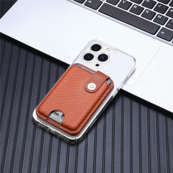 Universal Phone Stick On Card Holder Multifunksjonell magnetisk stängning Telefonmontert plånbok Brun