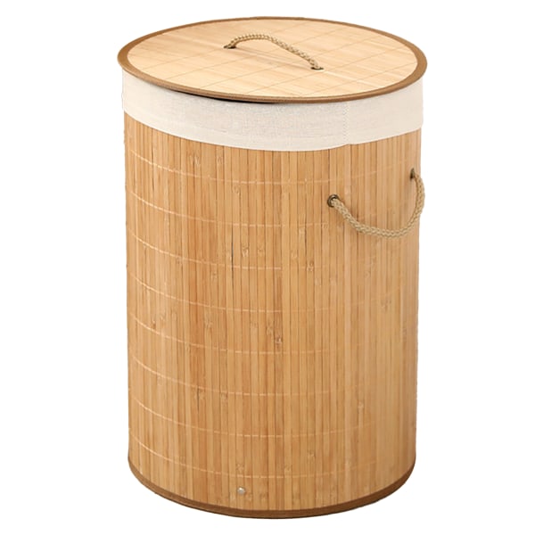 Vikbar tvättkorg Livsmedelskorg Bambu Stor kapacitet Förvaringshink för smutsiga kläder för hemmet 1.0 Originalfärg rund