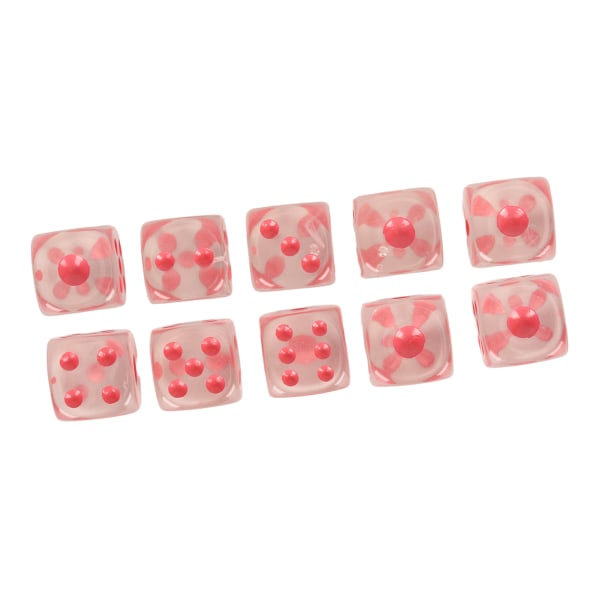 20 stk terningsæt 6-sidede transparente terninger Afrundede hjørneterninger til brætspil og matematikundervisning Transparent med lyserøde pletter