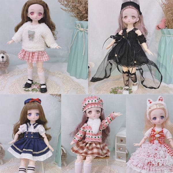 1/6 Bjd Anime Style Dukker Kugleledsdukke Komplet Sæt 9